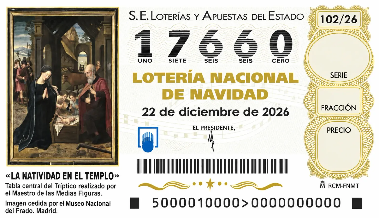 Décimo de la Lotería de Navidad del Athletic de Coín, número 17660