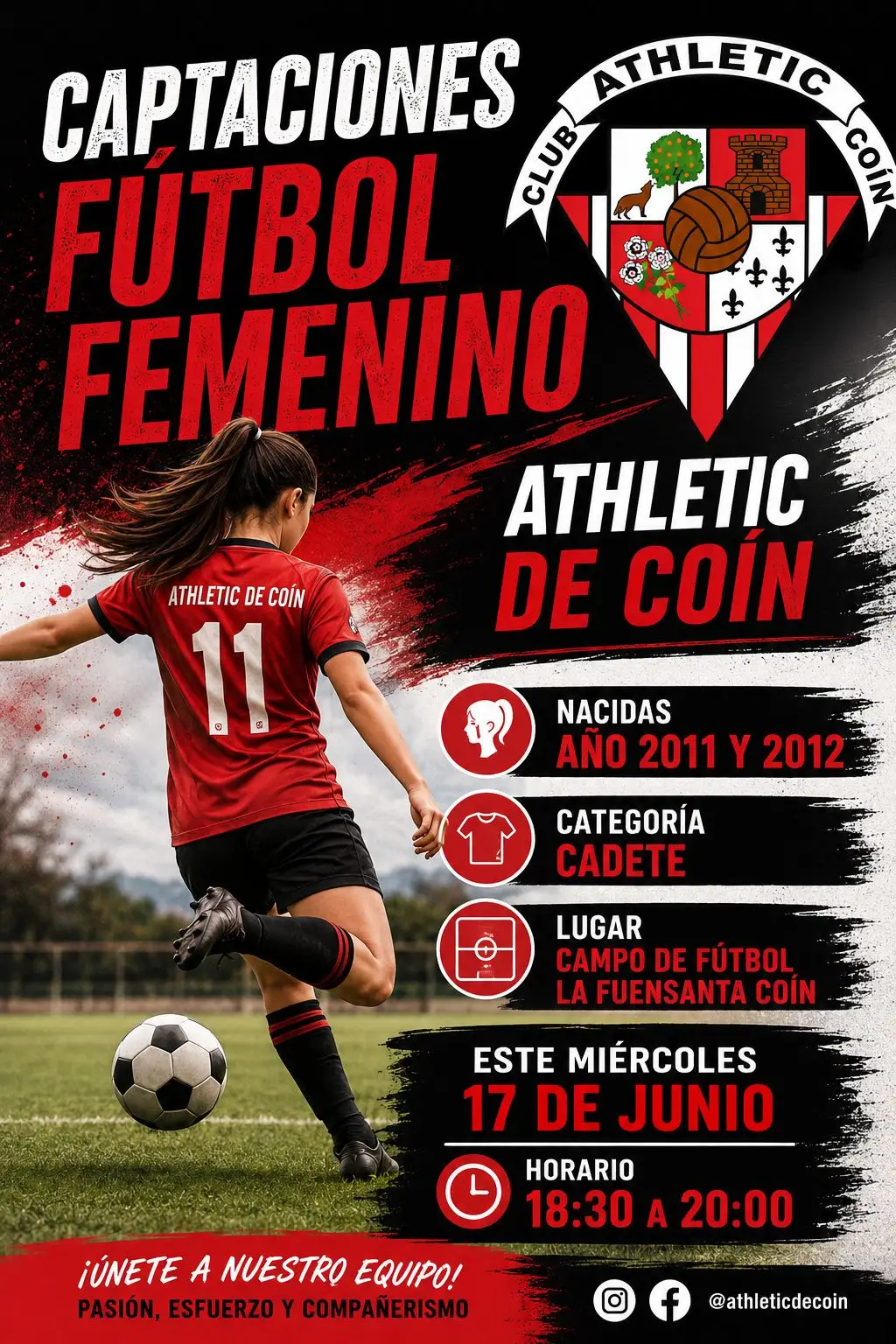 El Athletic de Coín convoca una jornada de captación para el Femenino Cadete