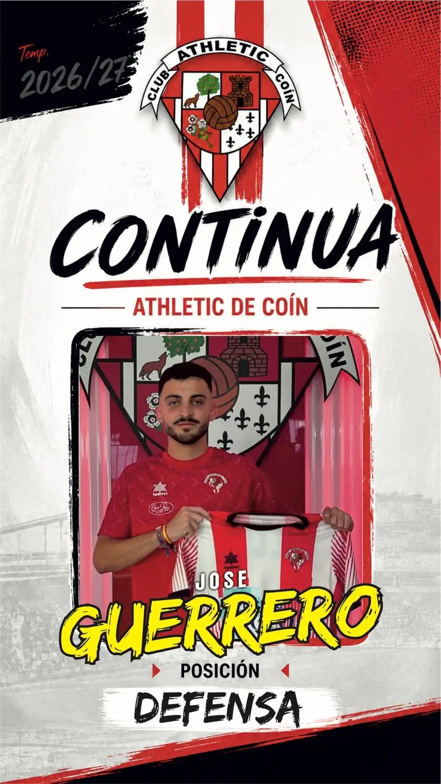 José Guerrero renueva con el Athletic de Coín para la temporada 26/27