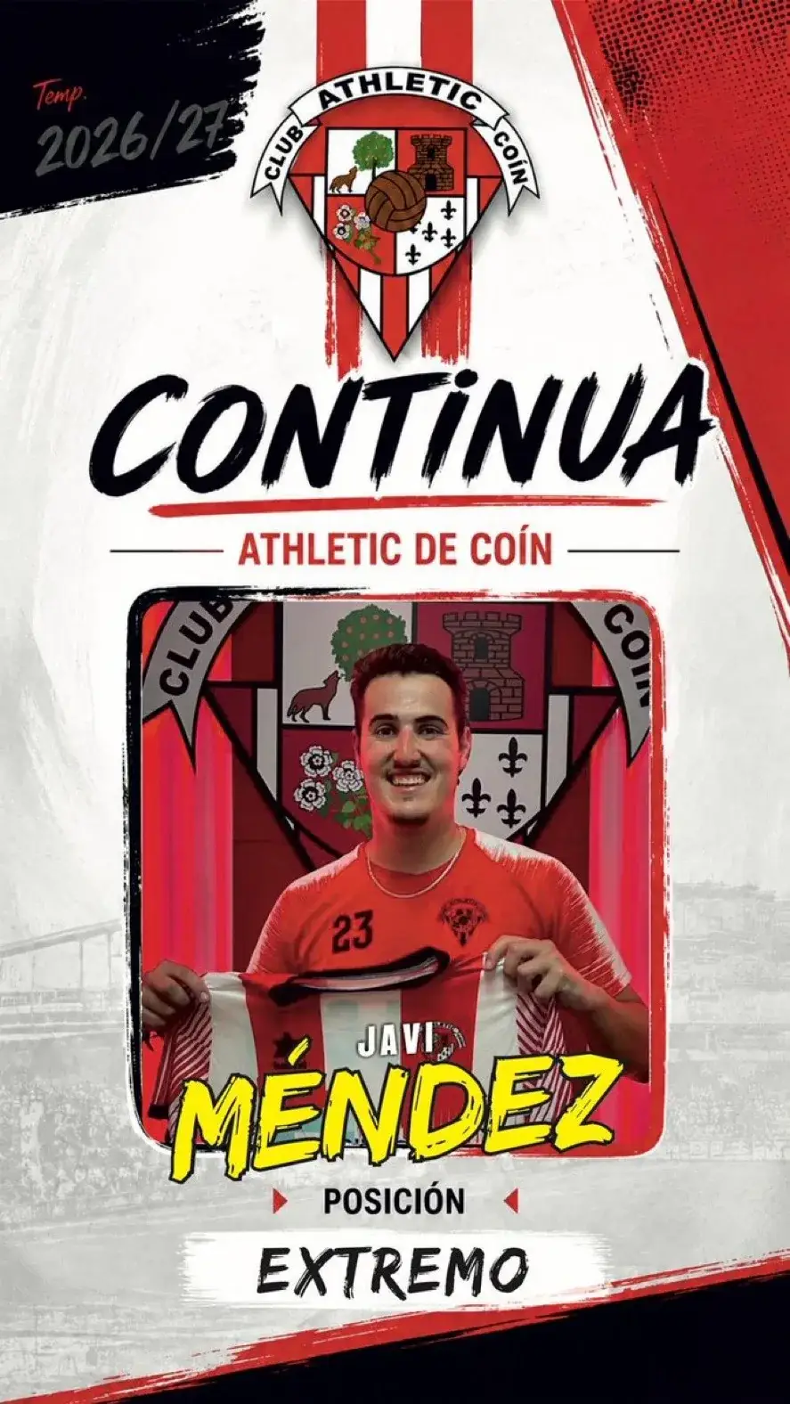Javi Méndez renueva con el Athletic de Coín para la próxima temporada