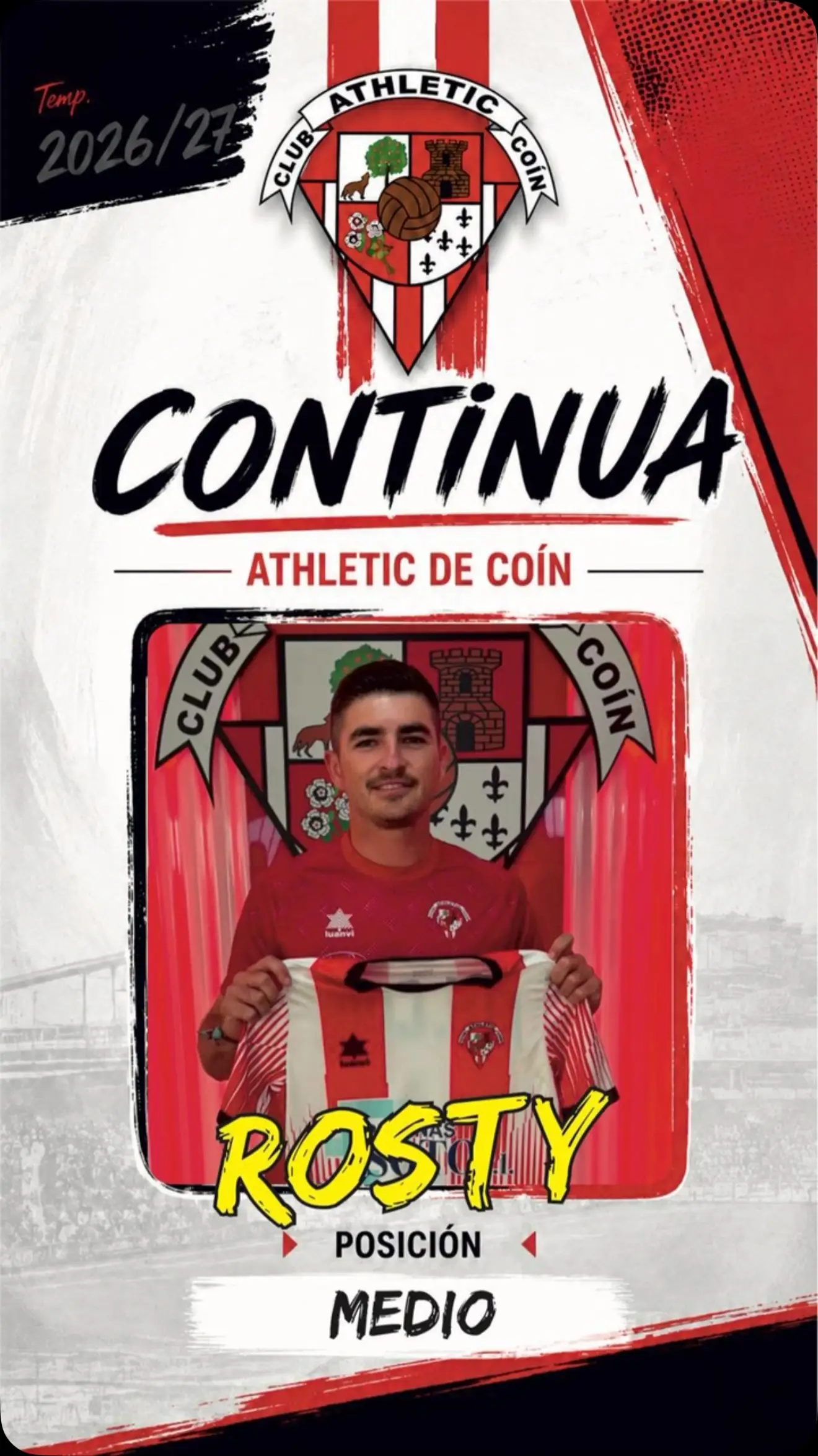 Cartel de continuidad de Rosty, medio del Athletic de Coín